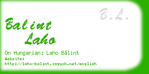 balint laho business card